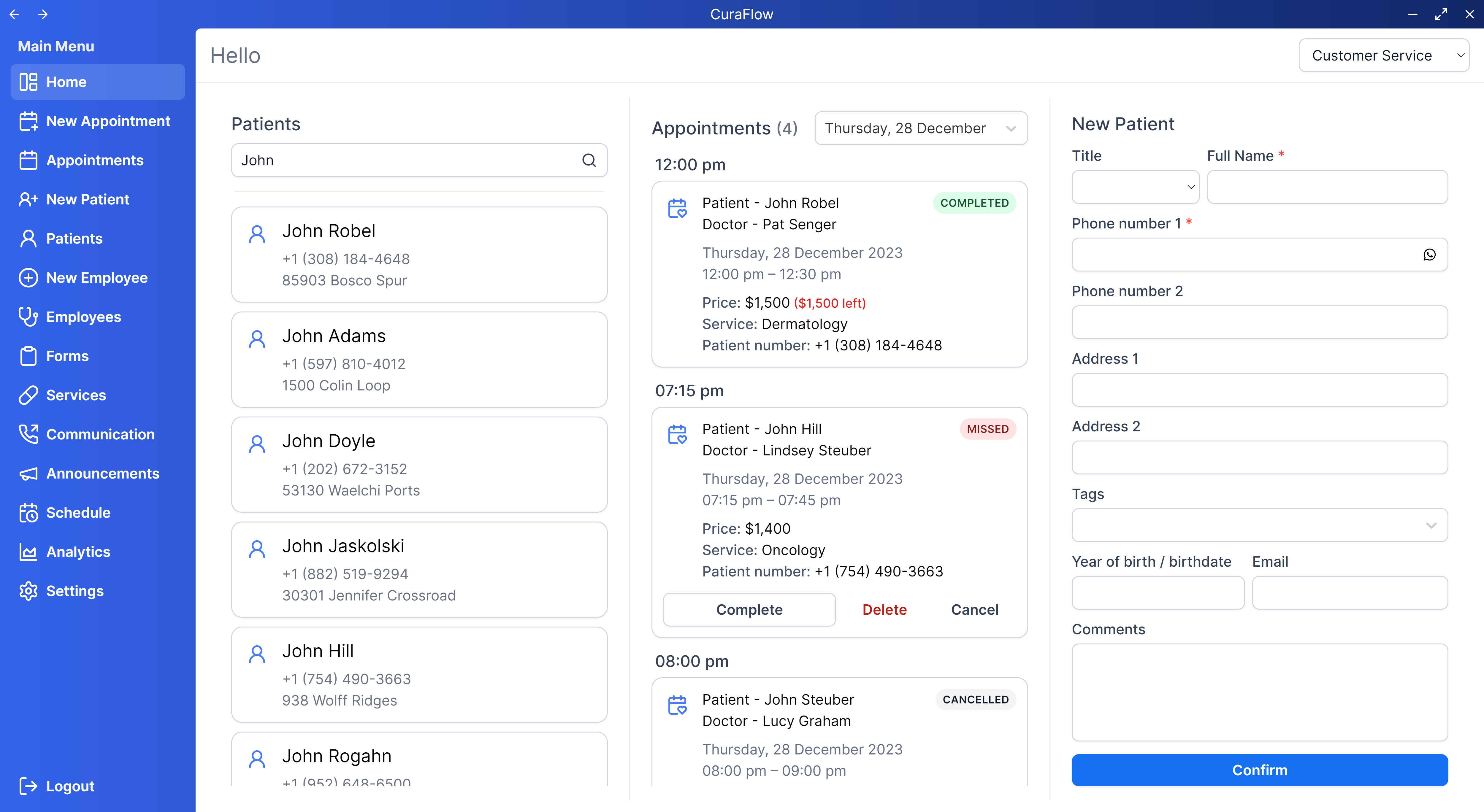 Final design of the CuraFlow application
